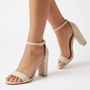 Indigo Rd Bradlee Beige Faux Suede Block Heel Ankle Strap Sandals Mens 7.5M thumbnail 1