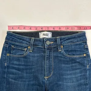 Paige Denim Flare Jeans Size 25 Dark Wash | Premium Stretch Bootcut Mid Rise thumbnail 8