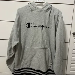 Champion Reverse Weave Grey & Black Sweatshirt Hoodie thumbnail 2