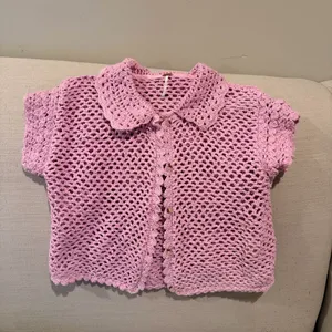 Free People Lily Pink Crochet Top thumbnail 5