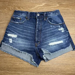 Abercrombie & Fitch High Rise Distressed Denim Shorts Women's Size 25 Raw Hem thumbnail 1