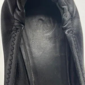 Tory Burch Minnie Travel Ballet Flats Black Leather Silver Logo Medallion thumbnail 9