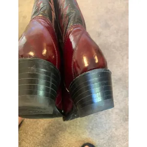 Vintage Montana Womens 6.5 B Cowboy Boots Burgundy Black Two Tone Leather Mexico thumbnail 8