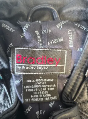 Bradley Bayou Womens Black Leather Jacket Coat Size Large Zip Retro Grunge thumbnail 5