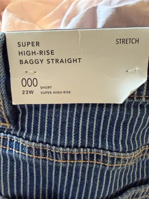 NWT American Eagle High-Rise Baggy Straight Pinstripe Denim Blue Jeans Size 000 thumbnail 3