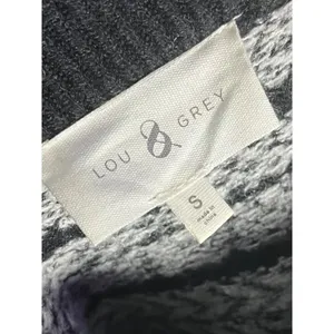 Lou & Grey‎ Women's S Fair Isle Zip Turtleneck Sweater Black White Nordic Winter thumbnail 4