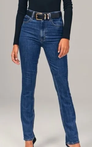 Abercrombie & Fitch Dark Wash High Rise Slim Straight Jeans Size 27 / 4 Long thumbnail 1