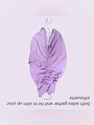 Intimately Free People Lilac Satin Ruched Cowl Neck Mini Dress S thumbnail 5