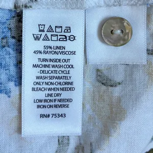Laura Ashley Linen Blend Floral Midi Dress White Blue Yellow Button Front Size S thumbnail 5