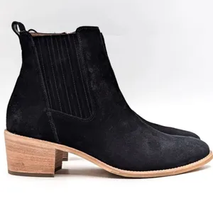 Paul Green Women Sante Cowboy Italian Black Suede Boots thumbnail 1