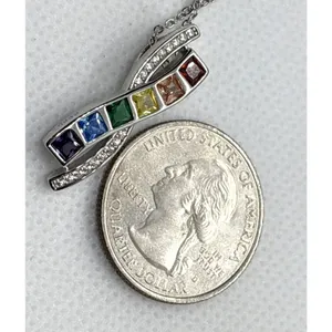 Cynthia Rowley New York Rainbow CZ Pendant 18 -20'' Necklace Sterling 925 Silver thumbnail 8