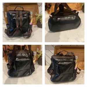 Vegan Leather Backpack One Shoulder Messenger Anti Theft Waterproof Travel thumbnail 7