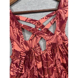 Free People XS Floral Crisscross Back Babydoll Tank Top‎ Sugar Cane thumbnail 2