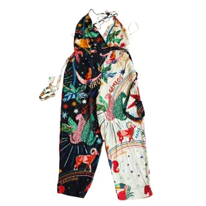 Farm Rio NWT Macacao Patch Zodiac Halter Jumpsuit Multi Color Astrological GG XL thumbnail 5