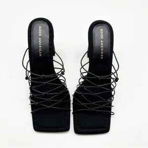 NWT Good American Square Toe Mule Sandals Women's‎ Size 7 Black Minimalist Chic thumbnail 4