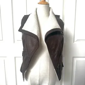 Forever 21 brown faux leather zip up vest thumbnail 4