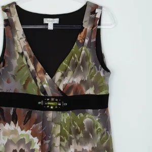 Dressbarn Womens Floral Sleeveless Babydoll Dress 14 Forest Fairy Goblincore Y2K thumbnail 2