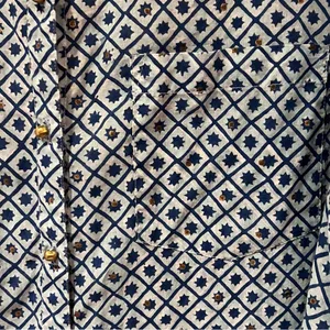 Roberta Roller Rabbit‎ Gold Button Down Geometric Print Shirt Tunic Size Large thumbnail 7