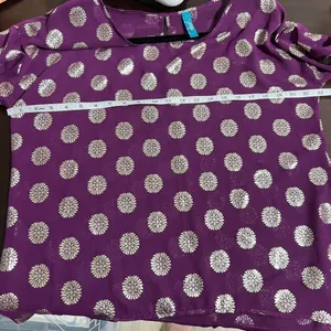 Francesca's Purple Sheer Metallic Silver Sunburst Blouse Large thumbnail 12