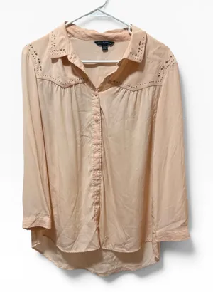 American Eagle Button Down Women‎ XL Peach Excellent Studded Western Long Sleeve thumbnail 1