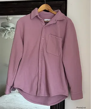 Aritzia TNA Polar Shirt Jacket Medium Pink Mauve thumbnail 1
