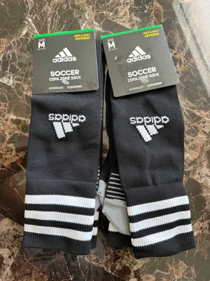 2 Pairs Adidas Copa Zone Soccer Socks – Black/White – Size M – Arch & Ankle Compression thumbnail 2