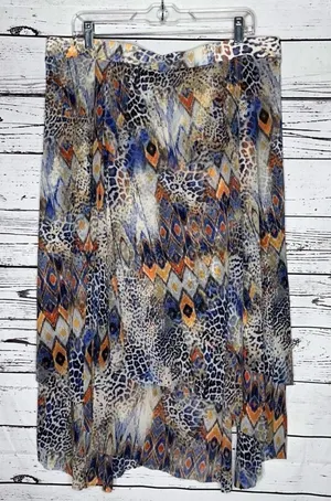 Chico’s NWT Size 3 (XL) Cool Animal Diamond Print Handkerchief Hem Skirt thumbnail 1