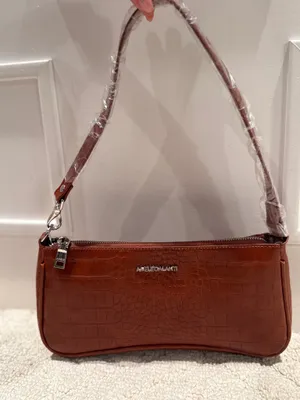 Brown Croc Embossed Baguette Shoulder Bag NWT thumbnail 1