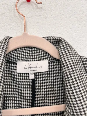 L'Academie Black White Houndstooth Long Trench Coat Women's Small Belted thumbnail 8