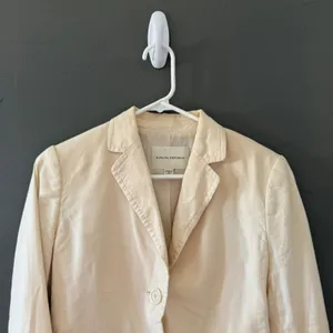 Banana Republic Womens Cream Flax Blend 2 Button Blazer Jacket Size 4 Lagen‎ thumbnail 2