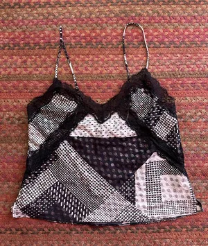 Victoria's Secret Black & White patchwork Polka Dot Lace Camisole thumbnail 1