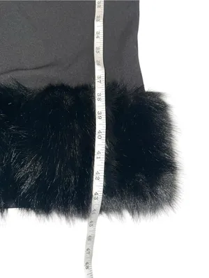 NWT Babyboo Vittoria Off Shoulder Black Faux Fur Trim Bodycon Midi Dress XS thumbnail 9