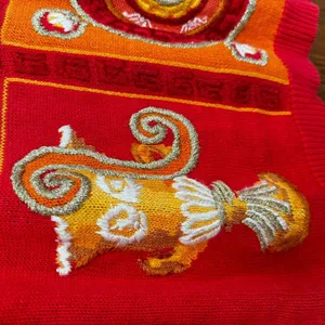 Vintage Grecian Embroidered‎ Sweater M Eccentric Artsy Geometric Maximalist 90s thumbnail 6