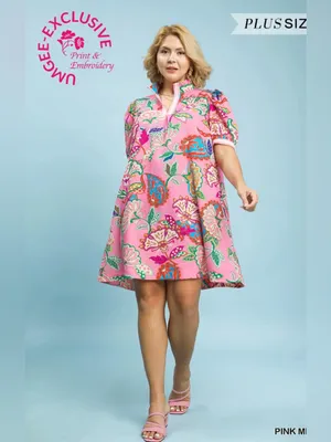 New! Umgee Plus Size Jacquard Paisley Print Puff Sleeve Tunic Dress Size XLarge thumbnail 3