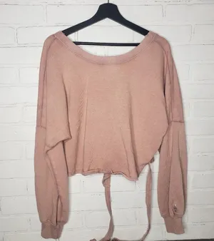 Free People Movement Charlotte Taupe Pink Wrap Top thumbnail 3