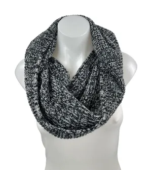 Aritzia TNA Black Marled Knit Cozy Cable Wrap Winter Infinity Neck Scarf OS thumbnail 1