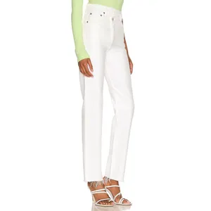 Agolde Jeans Womens 24 White Organic Cotton High Rise Criss Cross Straight Leg thumbnail 3