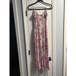 Windsor Maxi Dress Womens Medium Pink Floral Mesh Ruffle Hem Mermaid GLA1141 thumbnail 4