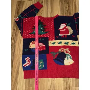 VTG Dean's of Scotland Patchwork Sweater Medium Ugly Christmas‎ Heavy Knit thumbnail 7