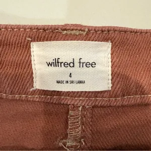 Wilfred Free by Aritzia High Waisted Denim Date Night Mini Skirt Women’s 4 Brown thumbnail 3