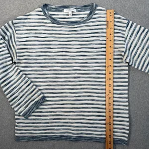 Liverpool Los Angeles Women's Small Striped Knit Top Crew Neck Blue Textured thumbnail 5