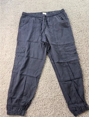 Knox Rose Women Navy Blue Cargo Jogger Pants Elastic Waist Drawstring Size Le thumbnail 1