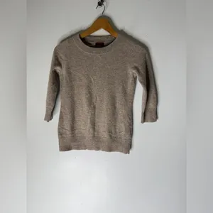 Tesori Tan Cashmere Sweater Crew Neck 3/4 Sleeve Length Medium‎ thumbnail 3