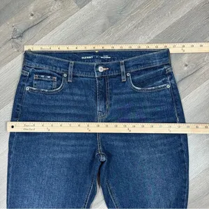 Old Navy Jeans Women Size 6 Blue Mid Rise Boyfriend Cuffed Hem‎ Crop Distressed thumbnail 13