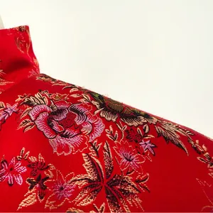 Vintage Y2K Silk-Blend Chinese-Style Patterned Tang Blazer in Red | Size S/M thumbnail 9
