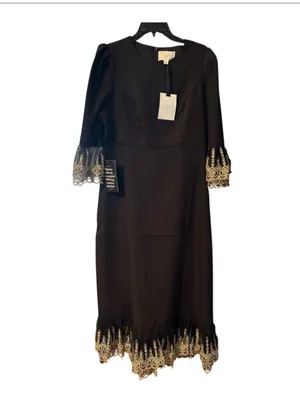 Tuckernuck Pomander Place Lilith Black Gold Lace Maxi Dress L NWT thumbnail 2