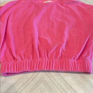 Elan Pink Terry Cloth Bubble Hem Top Size M NWT Short Sleeve Elastic Waist thumbnail 2