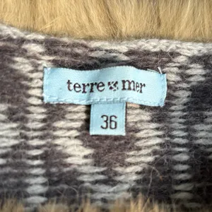Vintage Y2K Fair Isle Shetland Wool Knit Cardigan Rabbit Fur Trim Belted Scarf‎ thumbnail 11