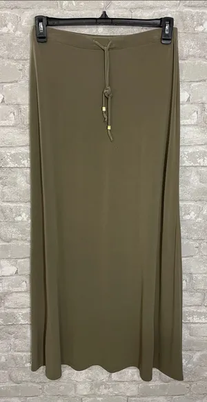 Michael Kors Olive Green Drawstring Maxi Skirt thumbnail 1