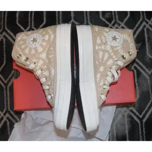 Converse Crochet Off-White & Beige Chuck 70 Hi Sneakers thumbnail 10